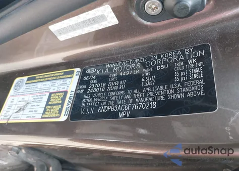 2015 Kia Sportage Lx z USA, uszkodzony, nr VIN KNDPB3AC6F7670218